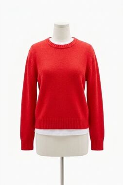 NEW GOOD AMERICAN cozy crewneck sweater top in grenadine